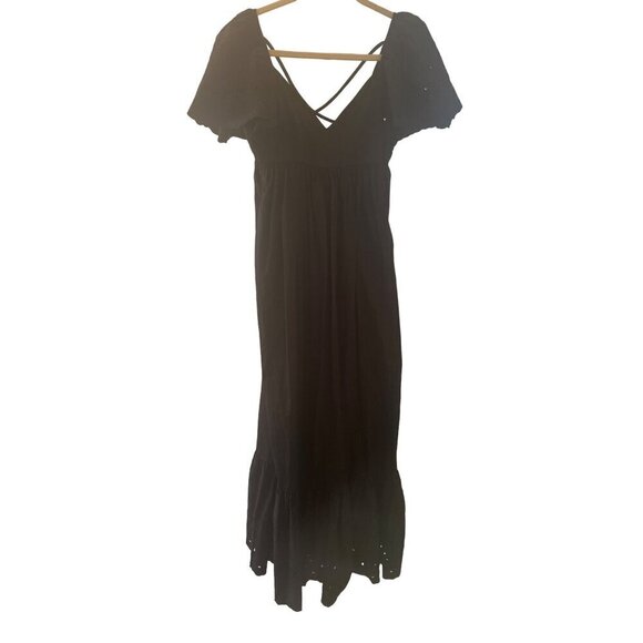 Anthropologie EN SAISON Barnette Black Eyelet Maxi Sun Dress Size Small - Picture 2 of 6